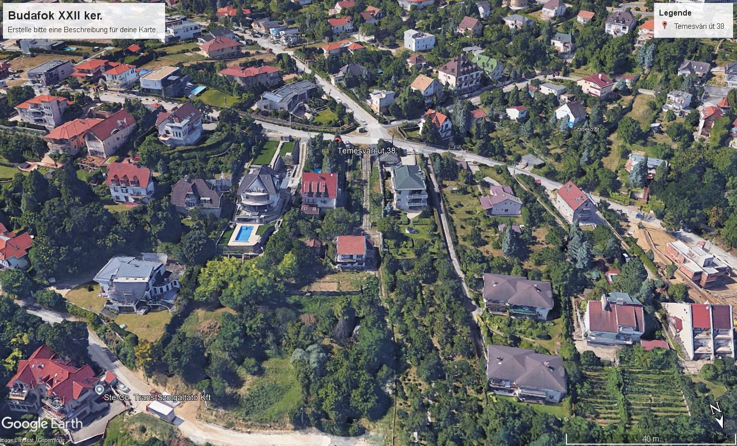Google Earth nézet a Temesvári út 38 környékéről